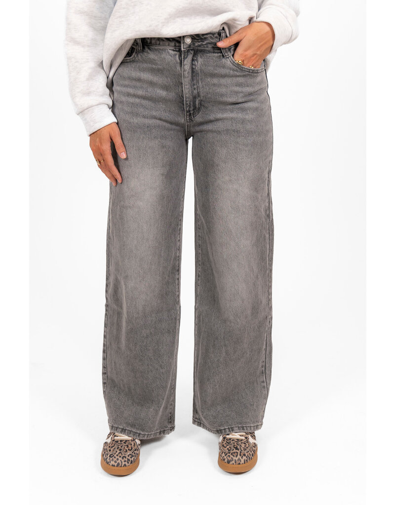 21Jewelz Basic stretch wide leg jeans - grijs