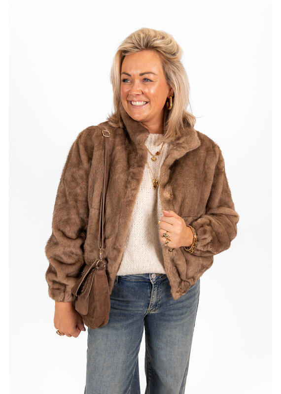 21Jewelz Fluffy jas - bruin