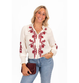 21Jewelz Ecru blouse met bordeaux borduursel