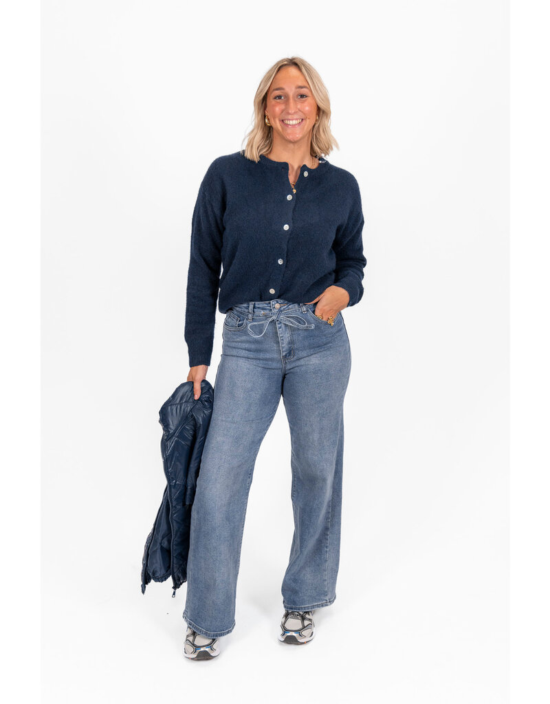 21Jewelz Wide leg jeans met ceintuur - donkerblauw