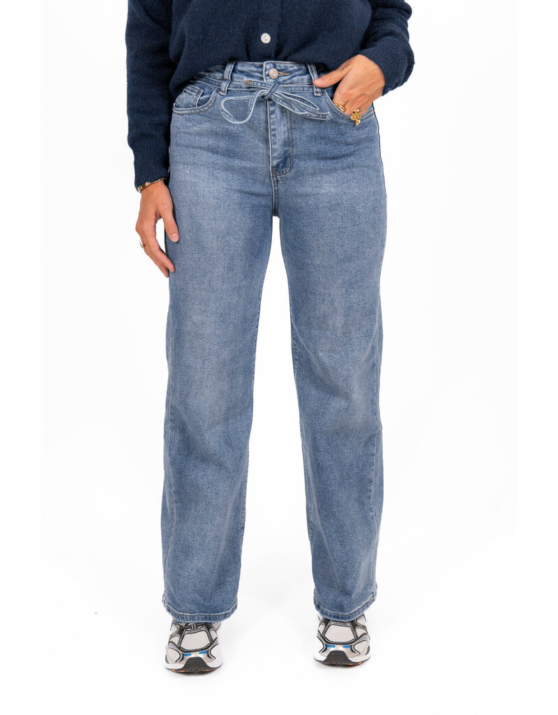 21Jewelz Wide leg jeans met ceintuur - donkerblauw