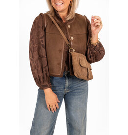 21Jewelz Suede gilet met gouden knopen - bruin