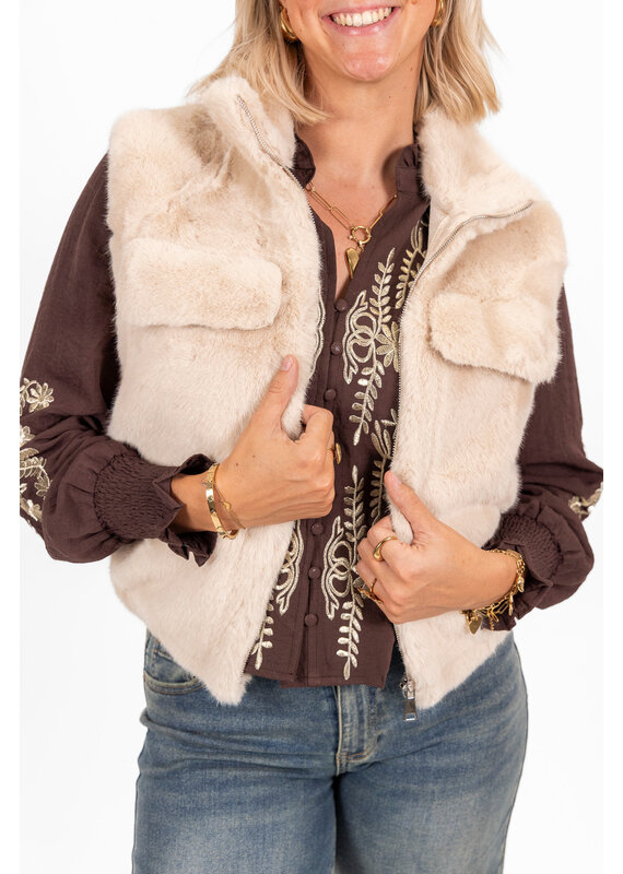 21Jewelz Gilet met rits - fluffy ecru