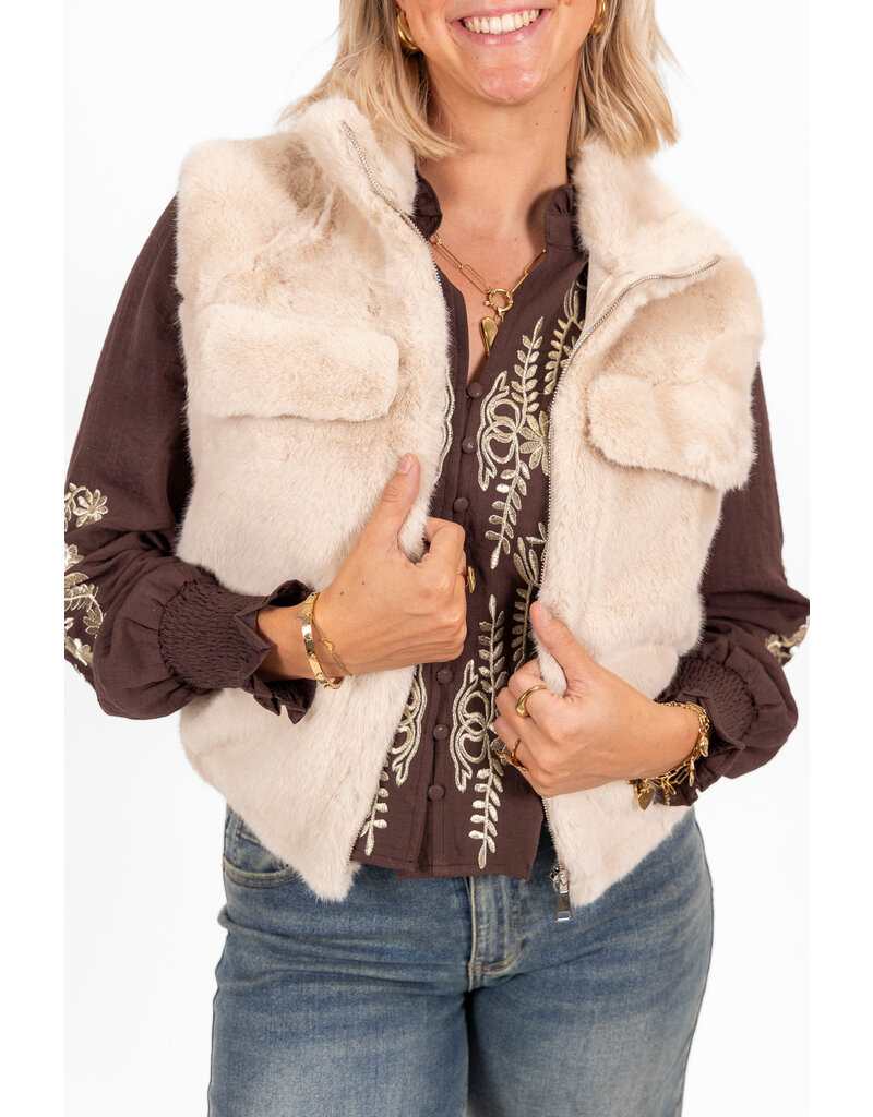 21Jewelz Gilet met rits - fluffy ecru