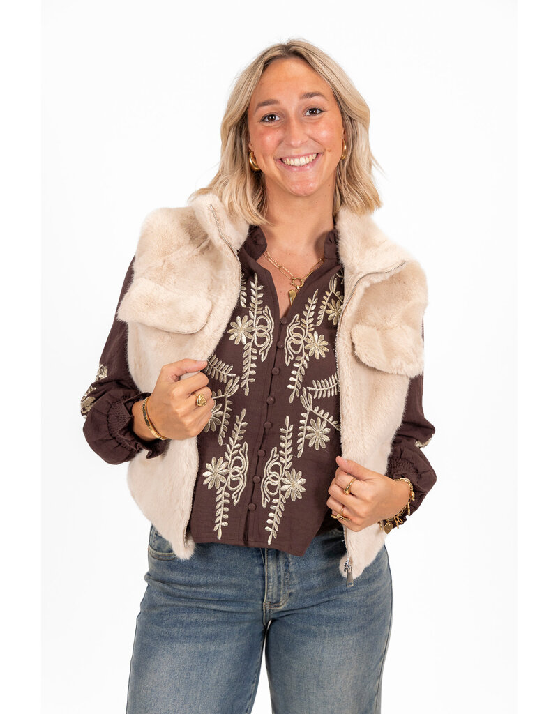 21Jewelz Gilet met rits - fluffy ecru