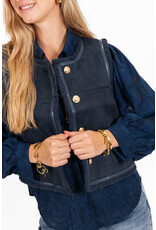 21Jewelz Suede gilet met gouden knopen - navy