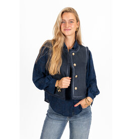 21Jewelz Suede gilet met gouden knopen - navy