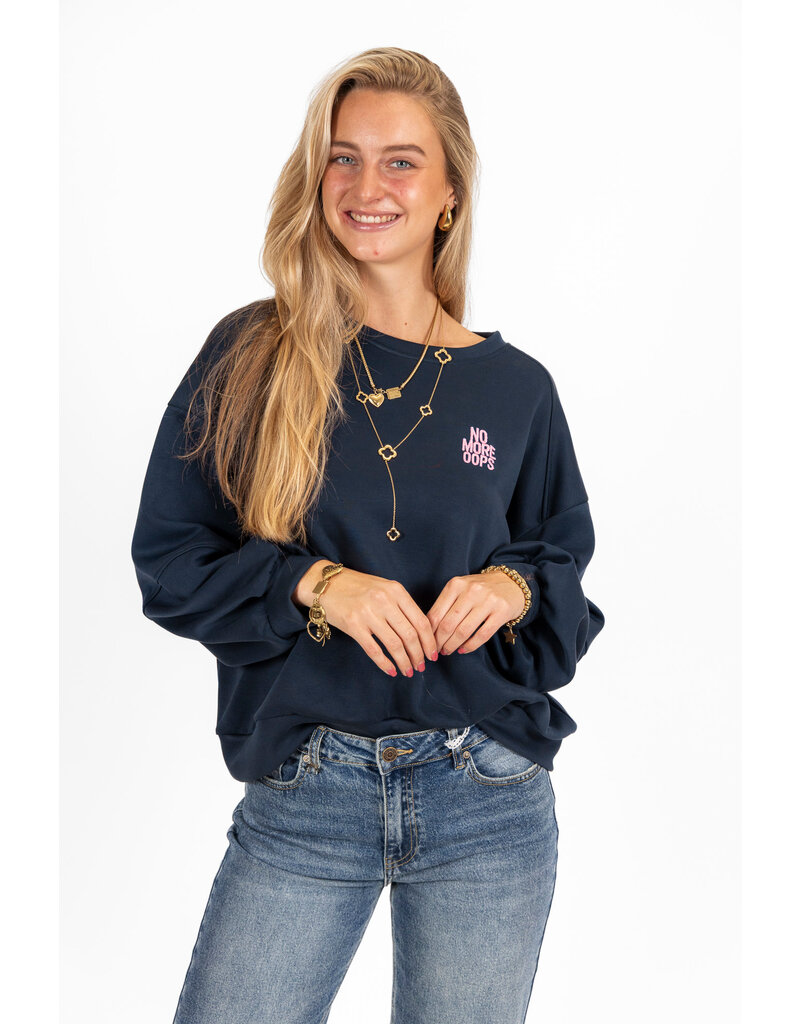 21Jewelz Sweater "no more oops" - navy blauw