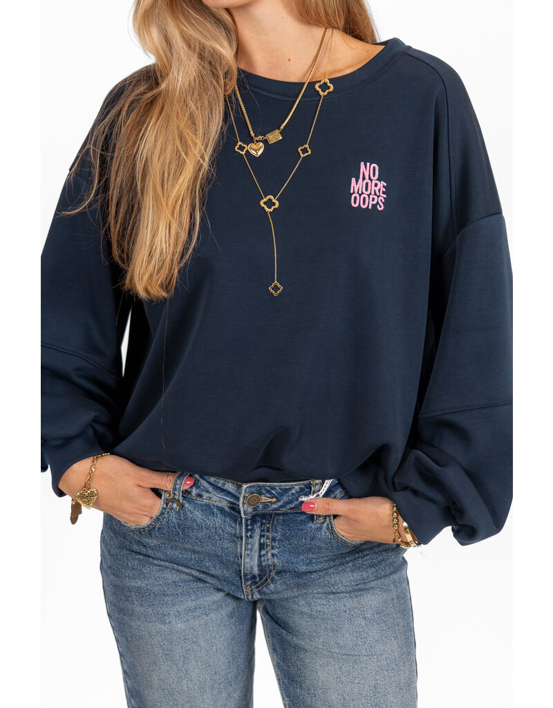 21Jewelz Sweater "no more oops" - navy blauw