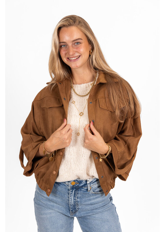 21Jewelz Suede jasje met vlindermouwen - camel