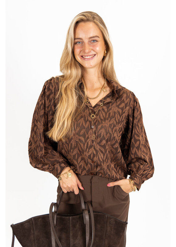 21Jewelz Blouse met bruine print - choco
