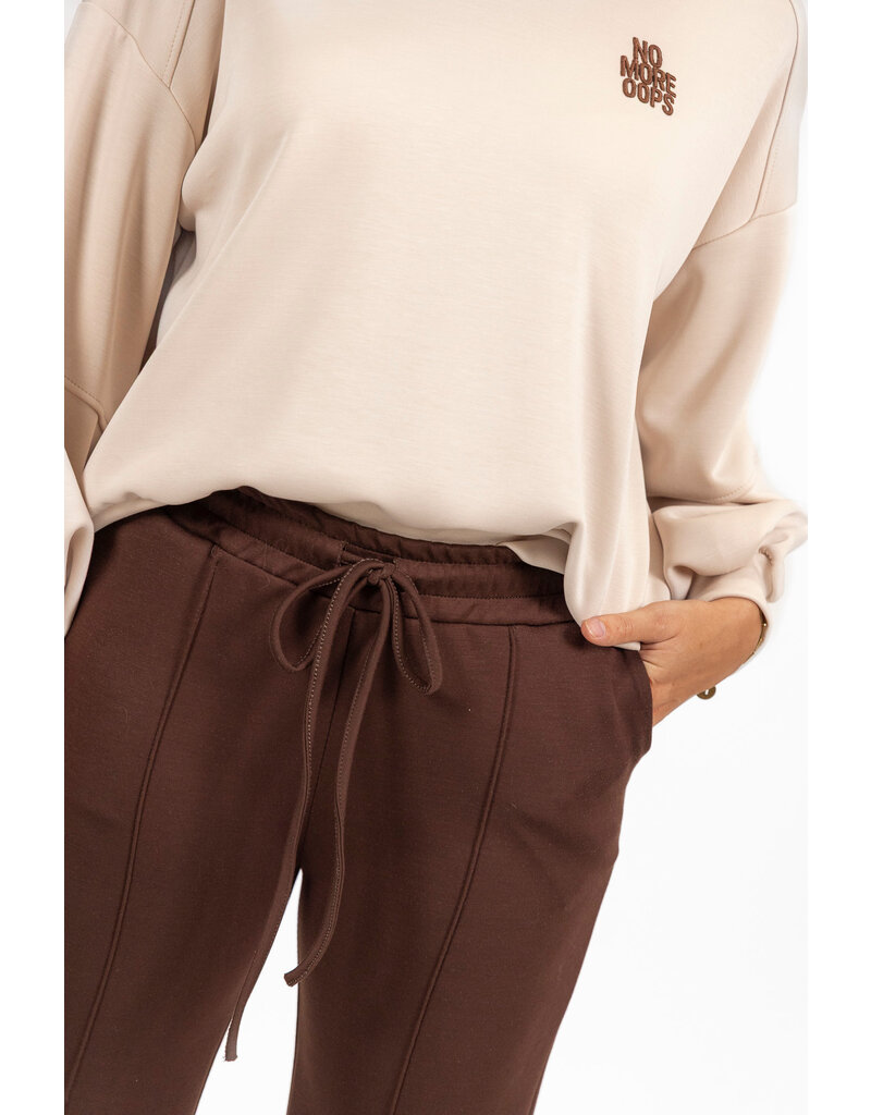 21Jewelz Casual pantalon met strik - choco bruin