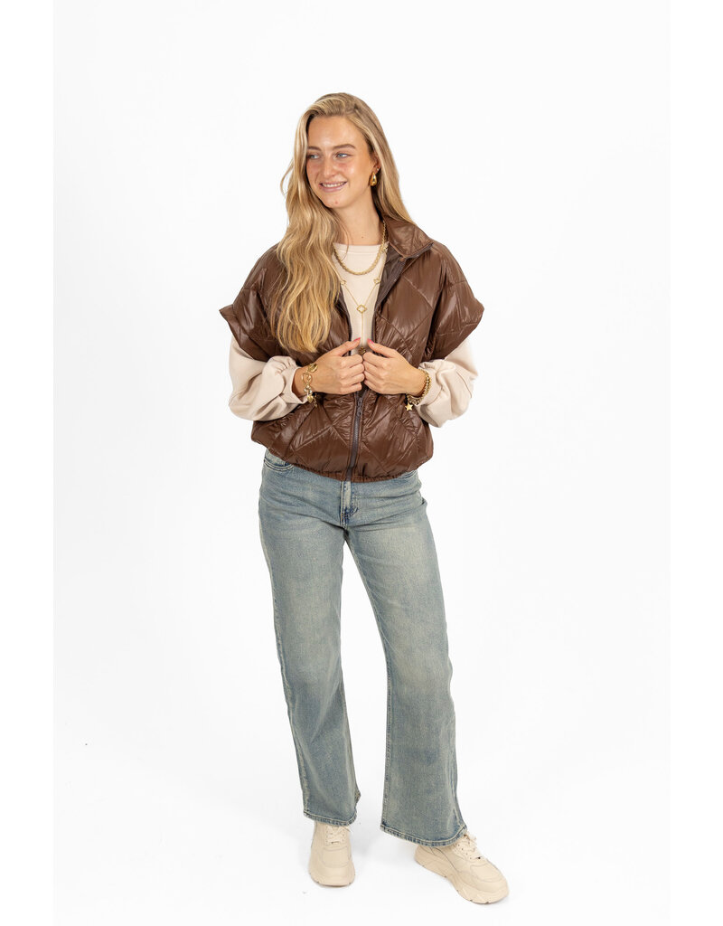 21Jewelz Gewatteerde bodywarmer - choco bruin