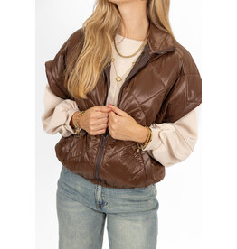 21Jewelz Gewatteerde bodywarmer - choco bruin