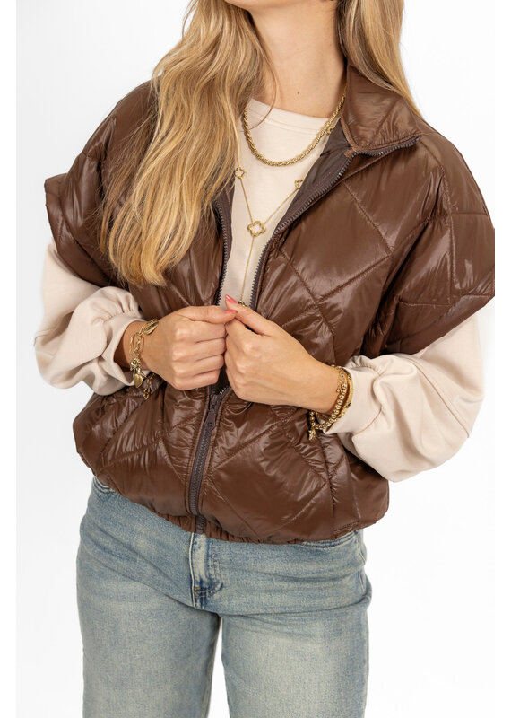 21Jewelz Gewatteerde bodywarmer - choco bruin