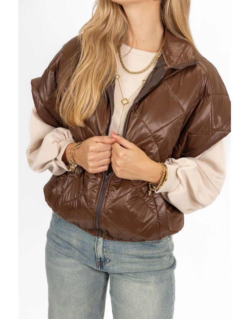 21Jewelz Gewatteerde bodywarmer - choco bruin