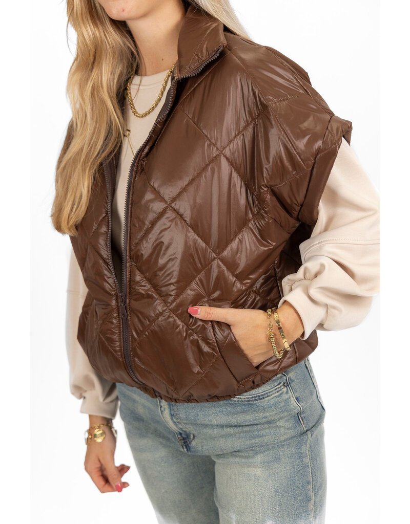 21Jewelz Gewatteerde bodywarmer - choco bruin