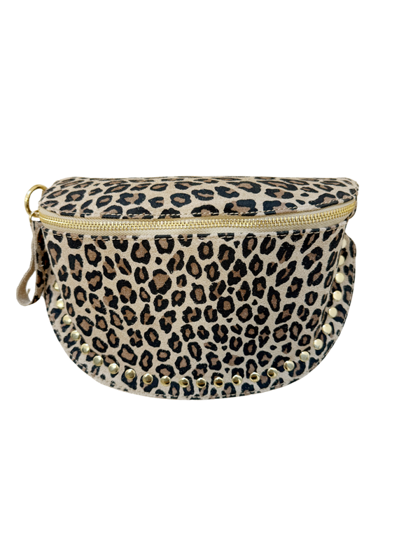 21Jewelz Panterprint crossbody bag met studs
