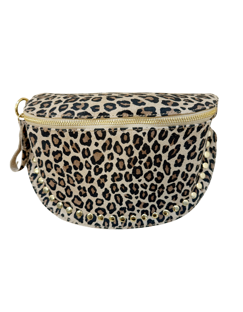 21Jewelz Panterprint crossbody bag met studs