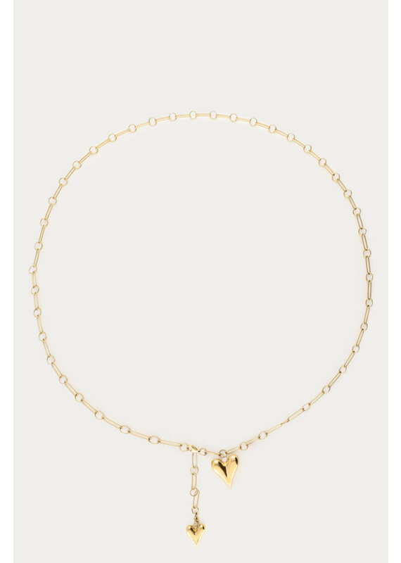 My Jewellery My Jewellery - Lange schakelketting Y-vorm met hartjes - goud