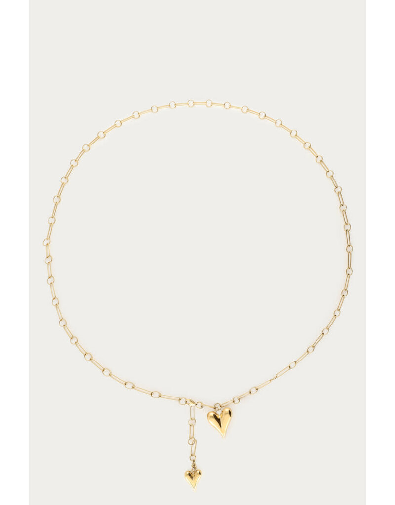 My Jewellery My Jewellery - Lange schakelketting Y-vorm met hartjes - goud