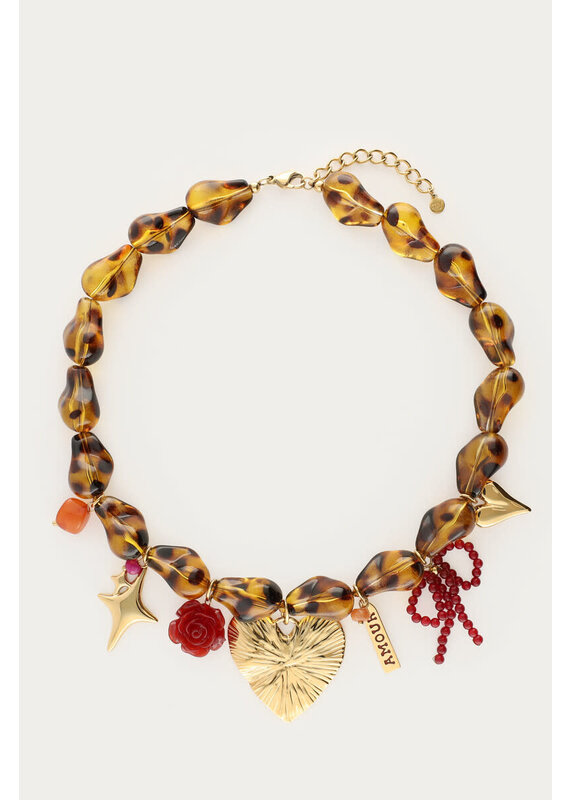 My Jewellery My Jewellery -  Panterprint kralen ketting met bedels