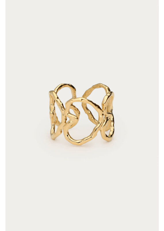 My Jewellery My Jewellery - Bold statement ring met open harten - goud
