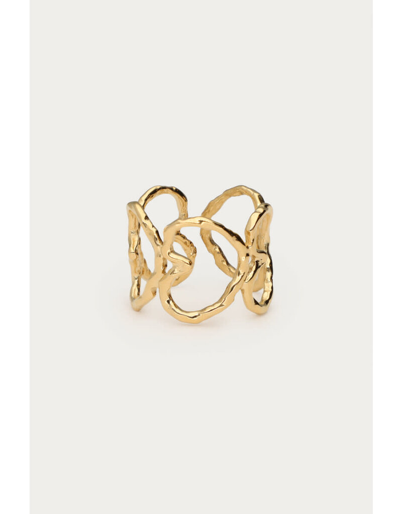 My Jewellery My Jewellery - Bold statement ring met open harten - goud