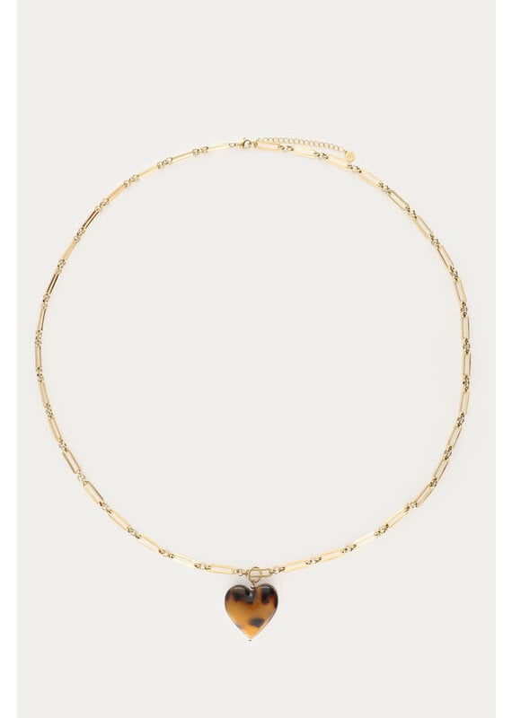 My Jewellery My Jewellery - Lange ketting met panterprint hartje - Goud