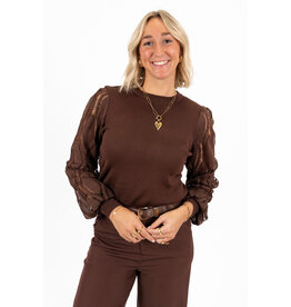 21Jewelz Trui met opengewerkte mouwen - choco bruin