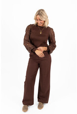 21Jewelz Trui met opengewerkte mouwen - choco bruin