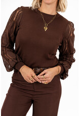 21Jewelz Trui met opengewerkte mouwen - choco bruin