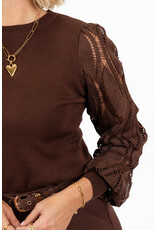 21Jewelz Trui met opengewerkte mouwen - choco bruin
