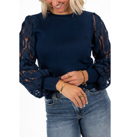 21Jewelz Trui met opengewerkte mouwen - navy blauw