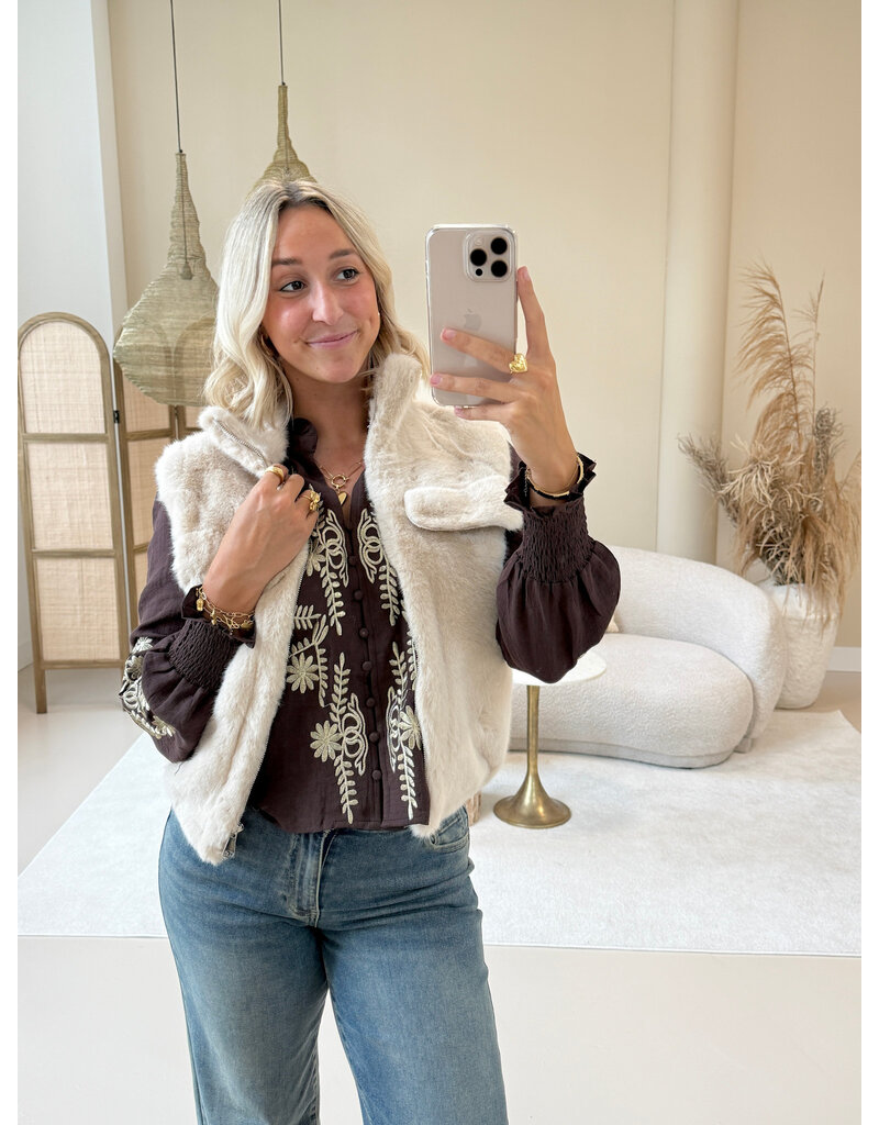 21Jewelz Gilet met rits - fluffy ecru