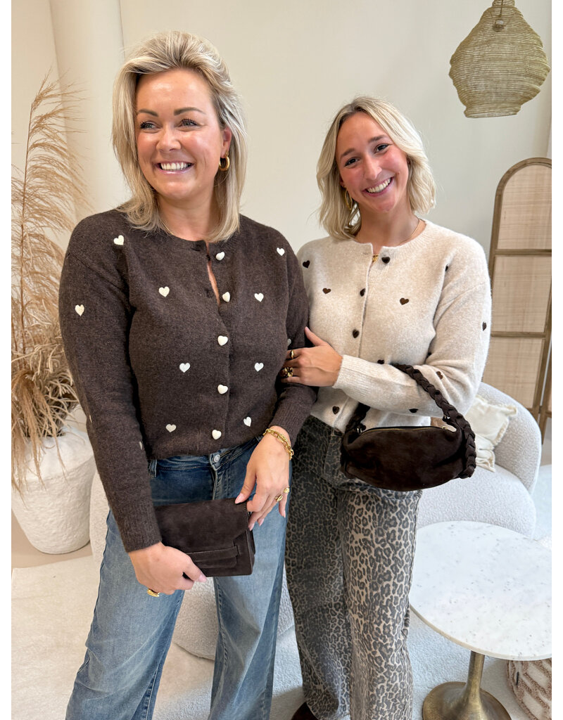 21Jewelz Gebreide hartjes vestje - beige/bruin