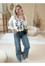 21Jewelz Ecru blouse met bruin borduursel