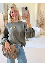 21Jewelz Sweater "no more oops" - army