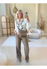21Jewelz Ecru blouse met bruin borduursel