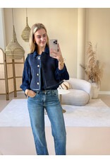 21Jewelz Suede gilet met gouden knopen - navy