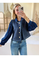 21Jewelz Suede gilet met gouden knopen - navy