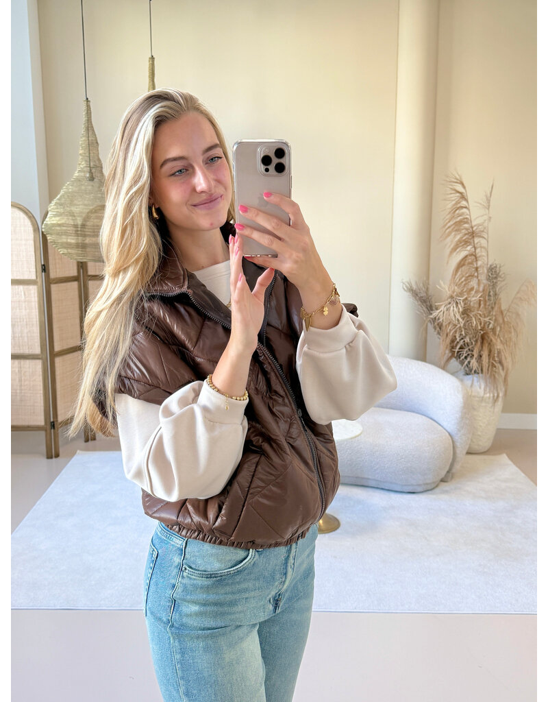 21Jewelz Gewatteerde bodywarmer - choco bruin