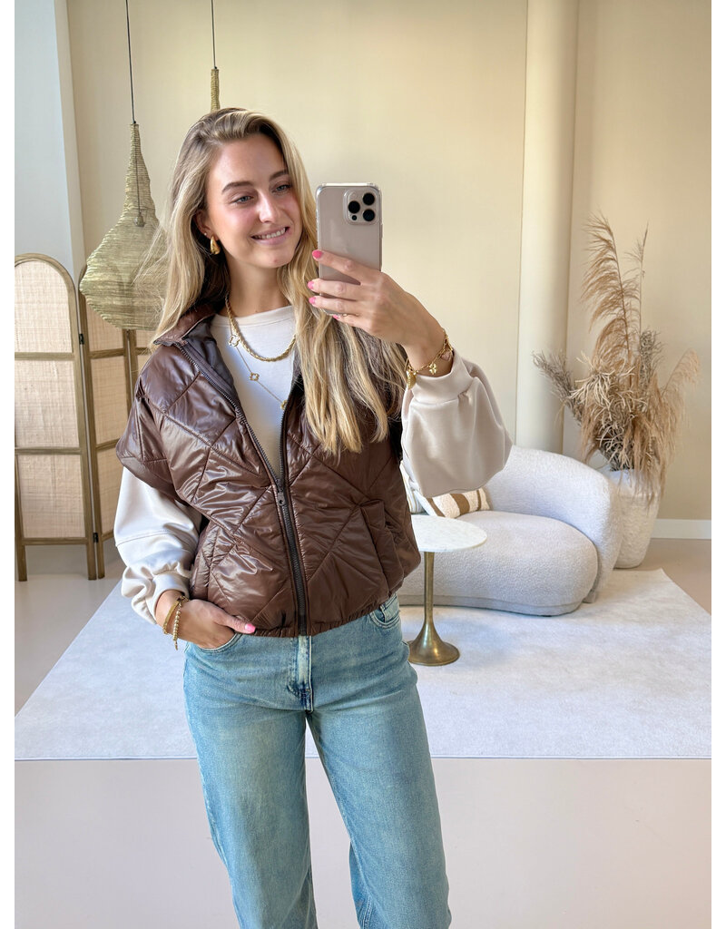 21Jewelz Gewatteerde bodywarmer - choco bruin