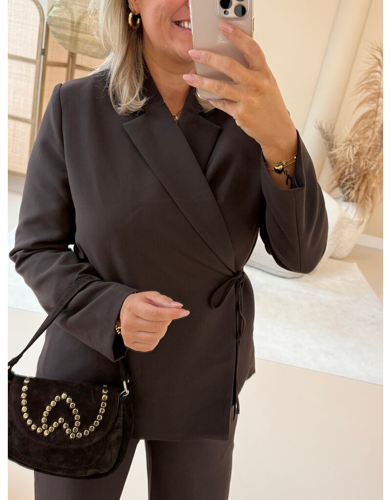 21Jewelz Effen overslag blazer - bruin