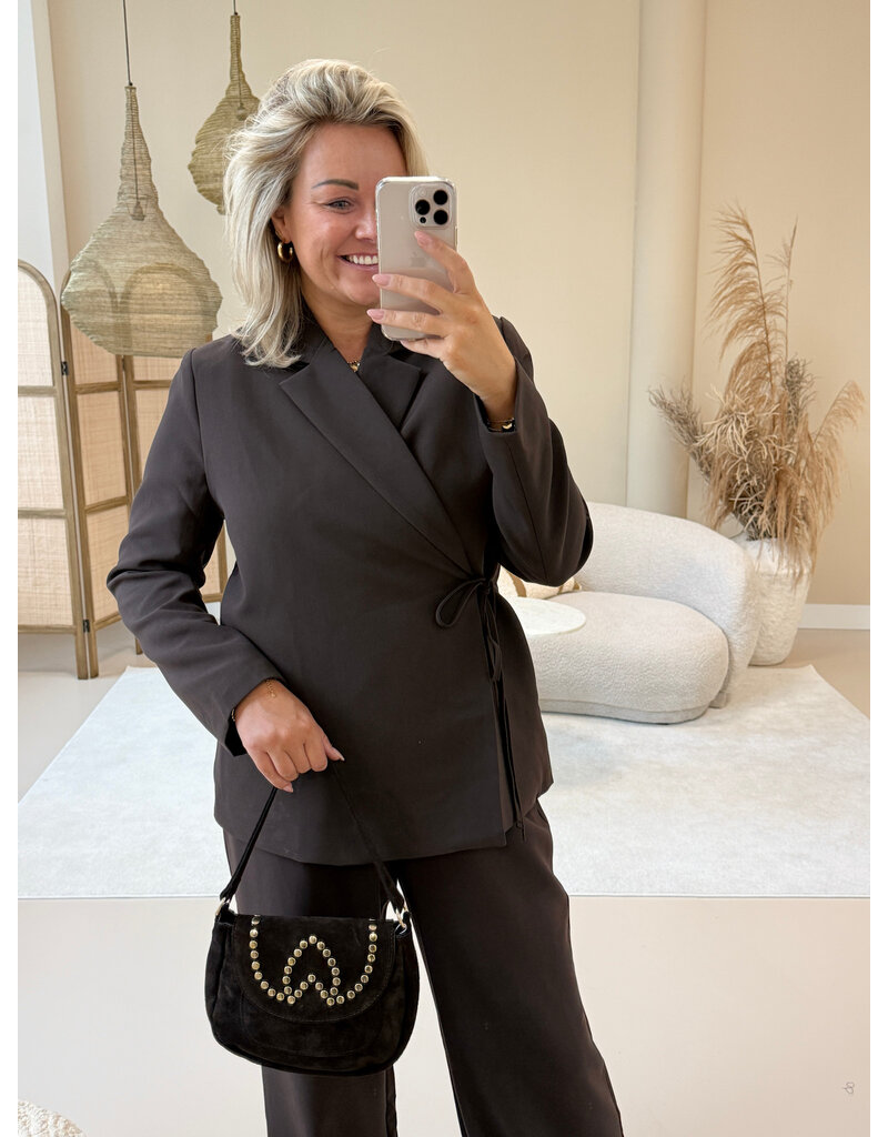 21Jewelz Effen overslag blazer - bruin