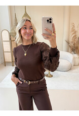 21Jewelz Trui met opengewerkte mouwen - choco bruin