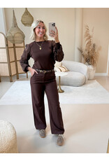 21Jewelz Trui met opengewerkte mouwen - choco bruin