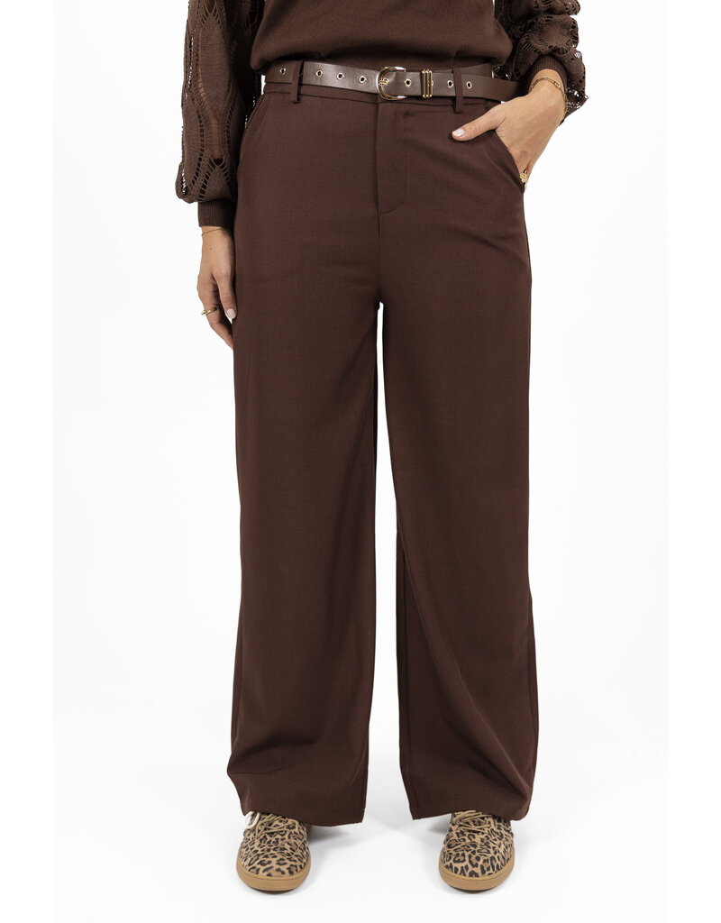 21Jewelz Losvallende pantalon met ceintuur - choco bruin