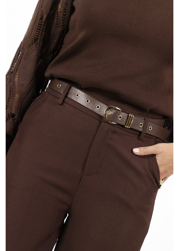 21Jewelz Losvallende pantalon met ceintuur - choco bruin
