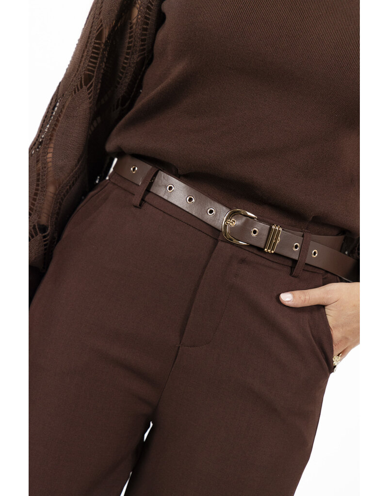 21Jewelz Losvallende pantalon met ceintuur - choco bruin